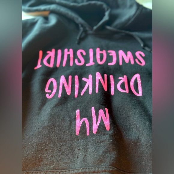 Black thick hoodie with pink sparkly - Picture 2 of 5